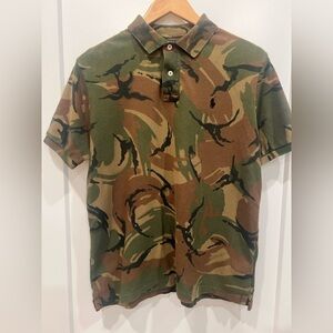 Ralph Lauren Green and Brown Camouflage Polo Shirt